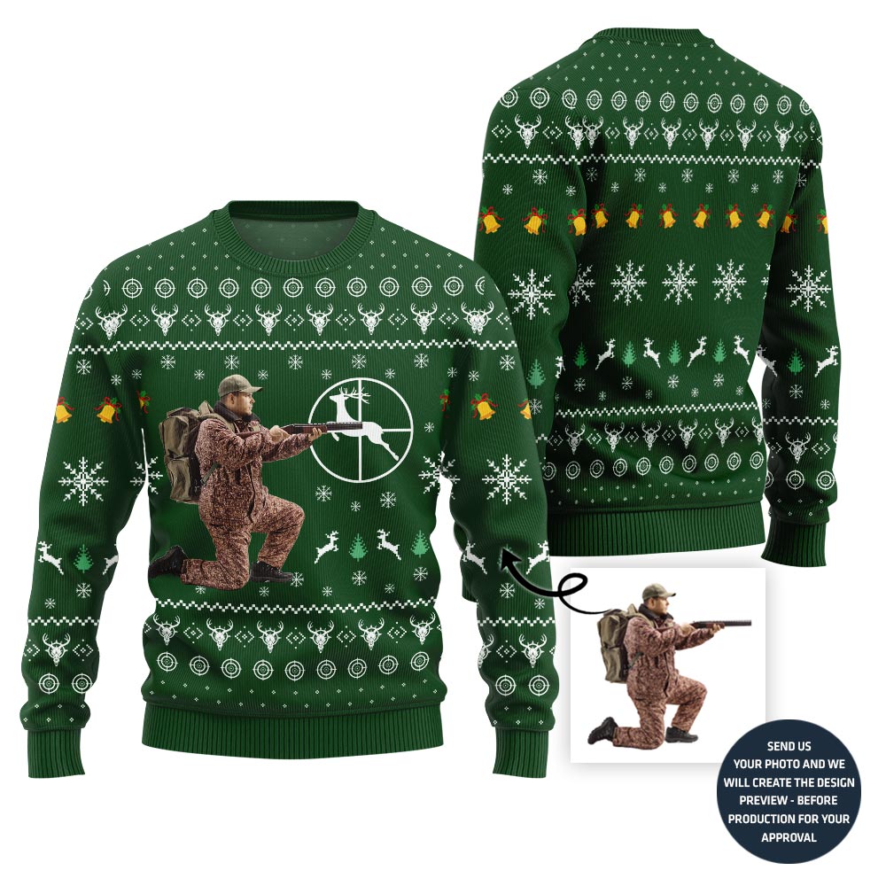 Exclusive Custom Hunting Picture Ugly Christmas Sweater