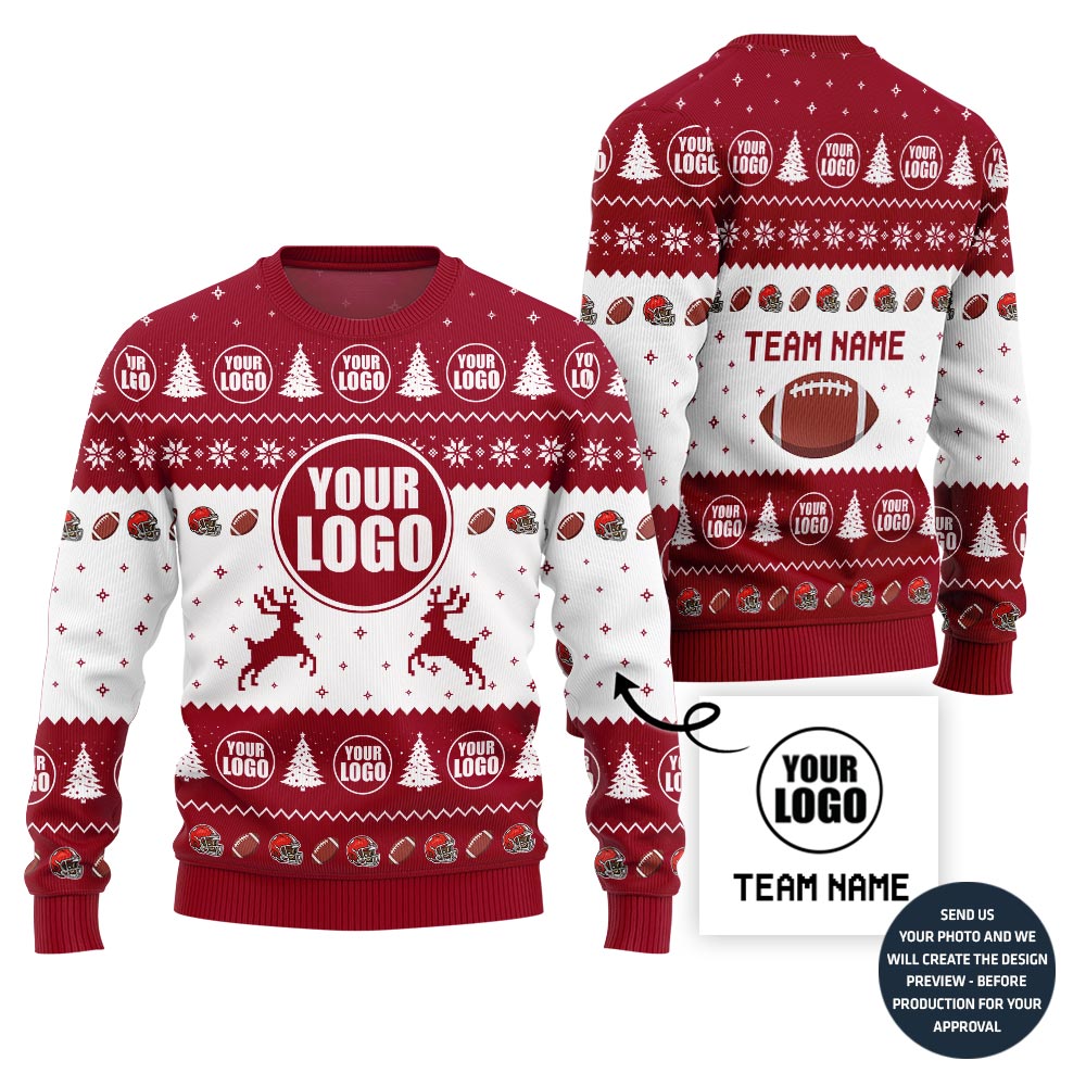 Exclusive Custom Logo Ugly Xmas Sweater For Football Team