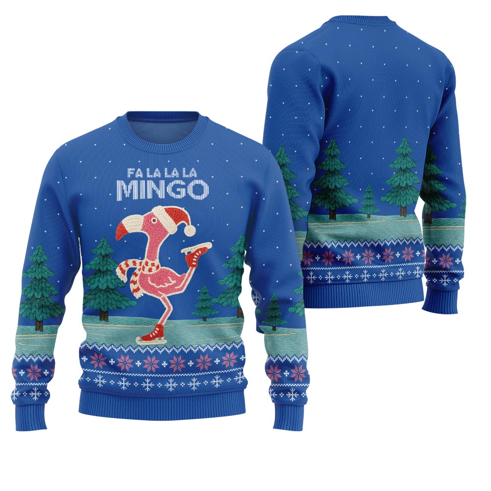 Fa La La La Mingo Flamingo Ugly Christmas Sweater