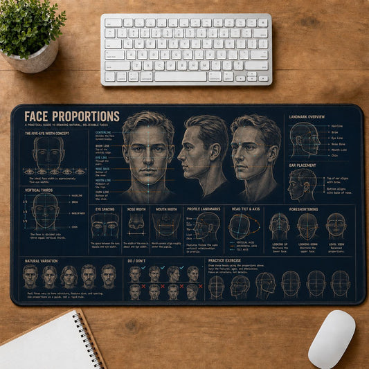 Face Proportions Creative Reference Guide Desk Mat | 5To9Vibe