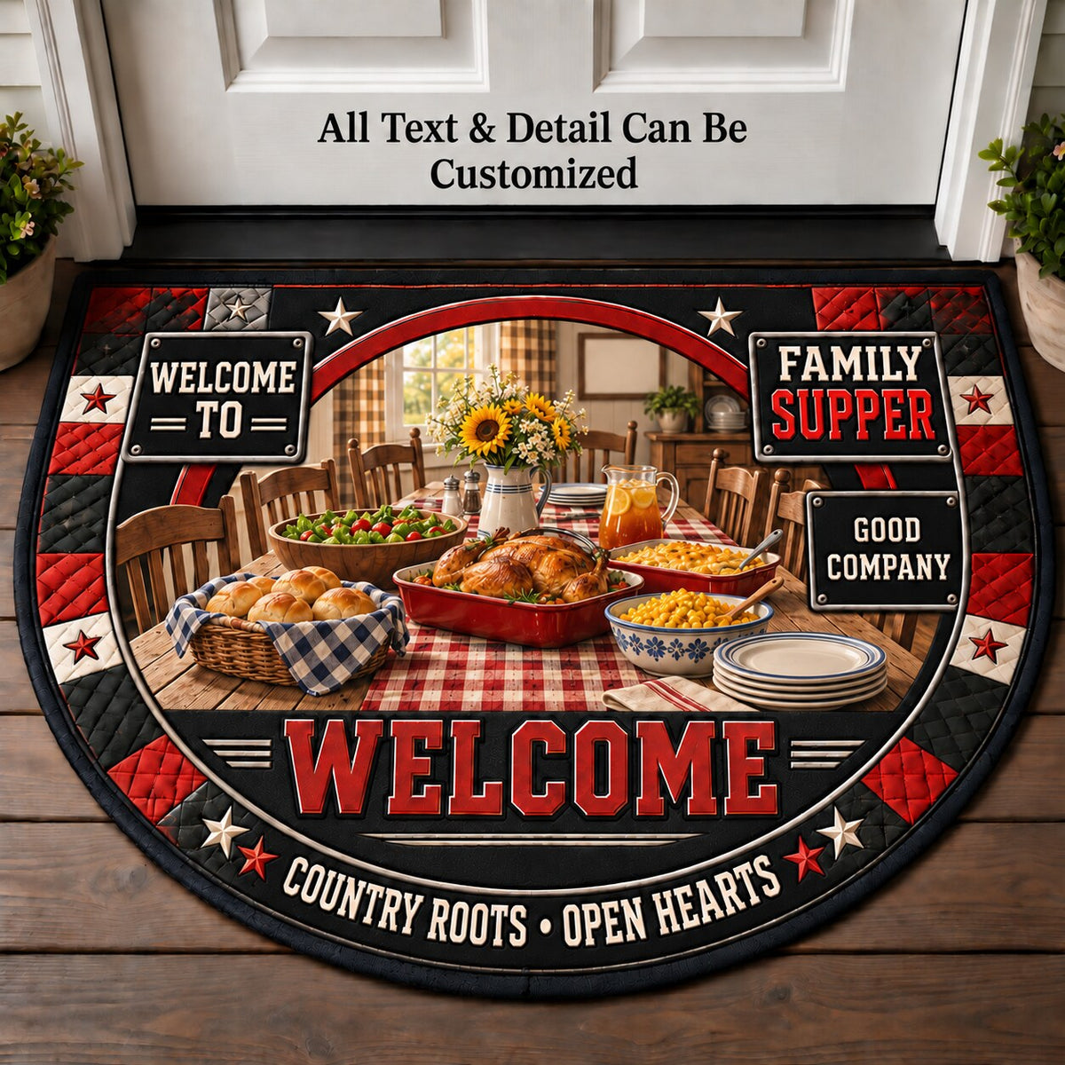 Family Supper Personalized Half Round Mat | 5To9Vibe