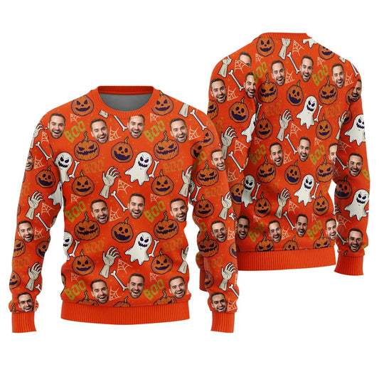 Festive Custom Face Ugly Halloween Sweater For Men And Women