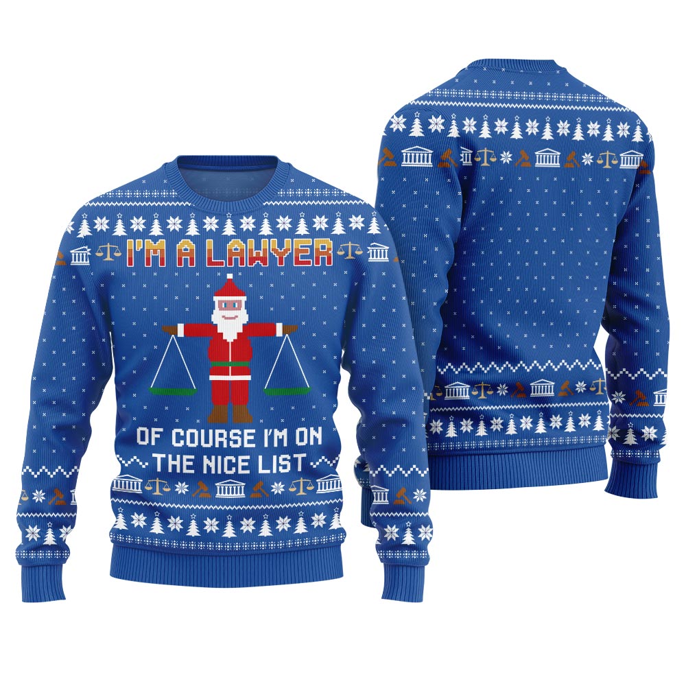 Festive I'm Lawyer On The Nice List Ugly Christmas Sweater Royal