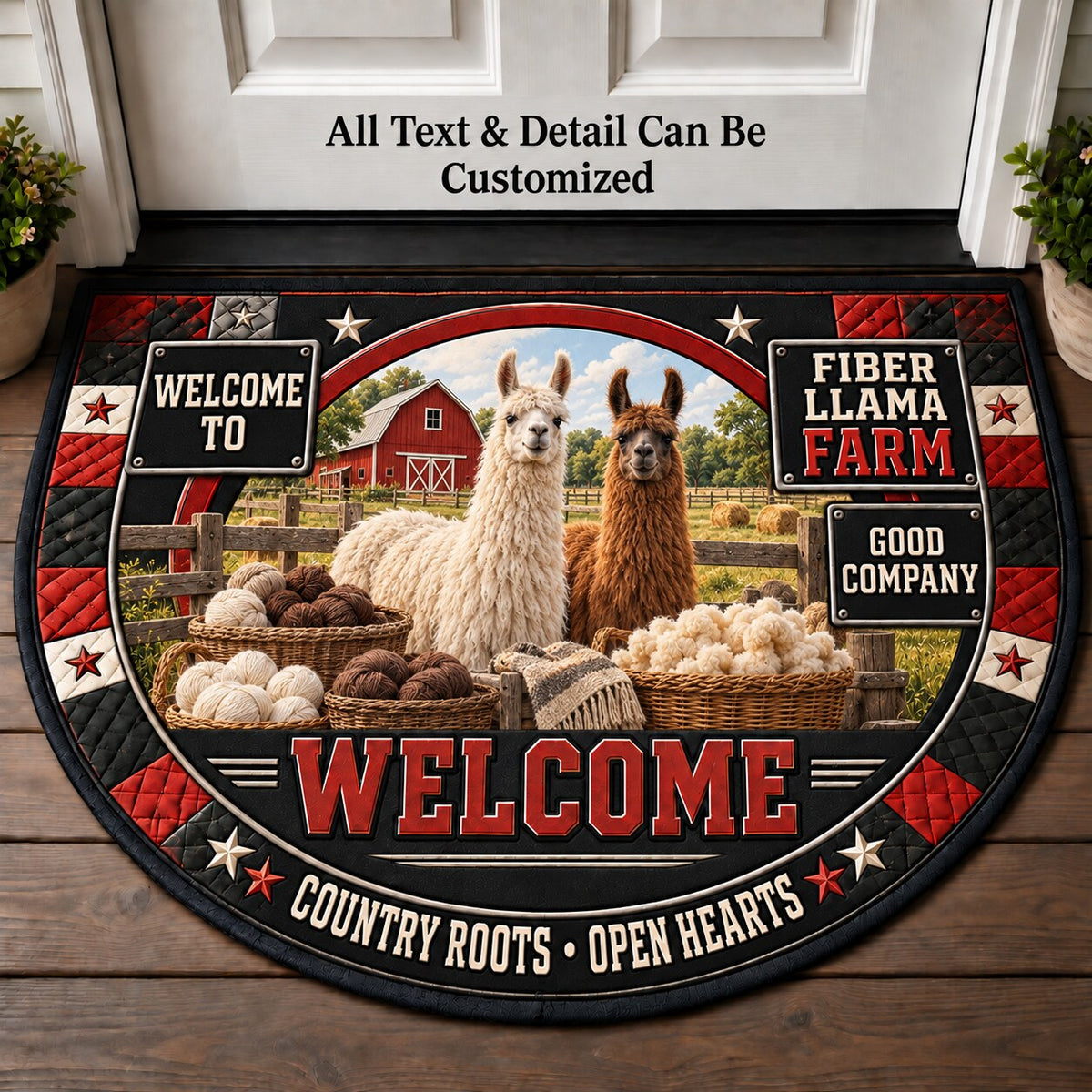Fiber Llama Farm Personalized Half Round Mat | 5To9Vibe