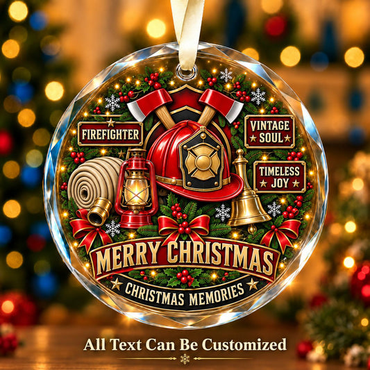 Firefighter Personalized Glass Ornament | 5To9Vibe