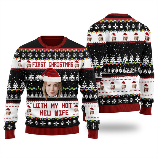 First Christmas With My Hot New Wife Custom Face Sweater