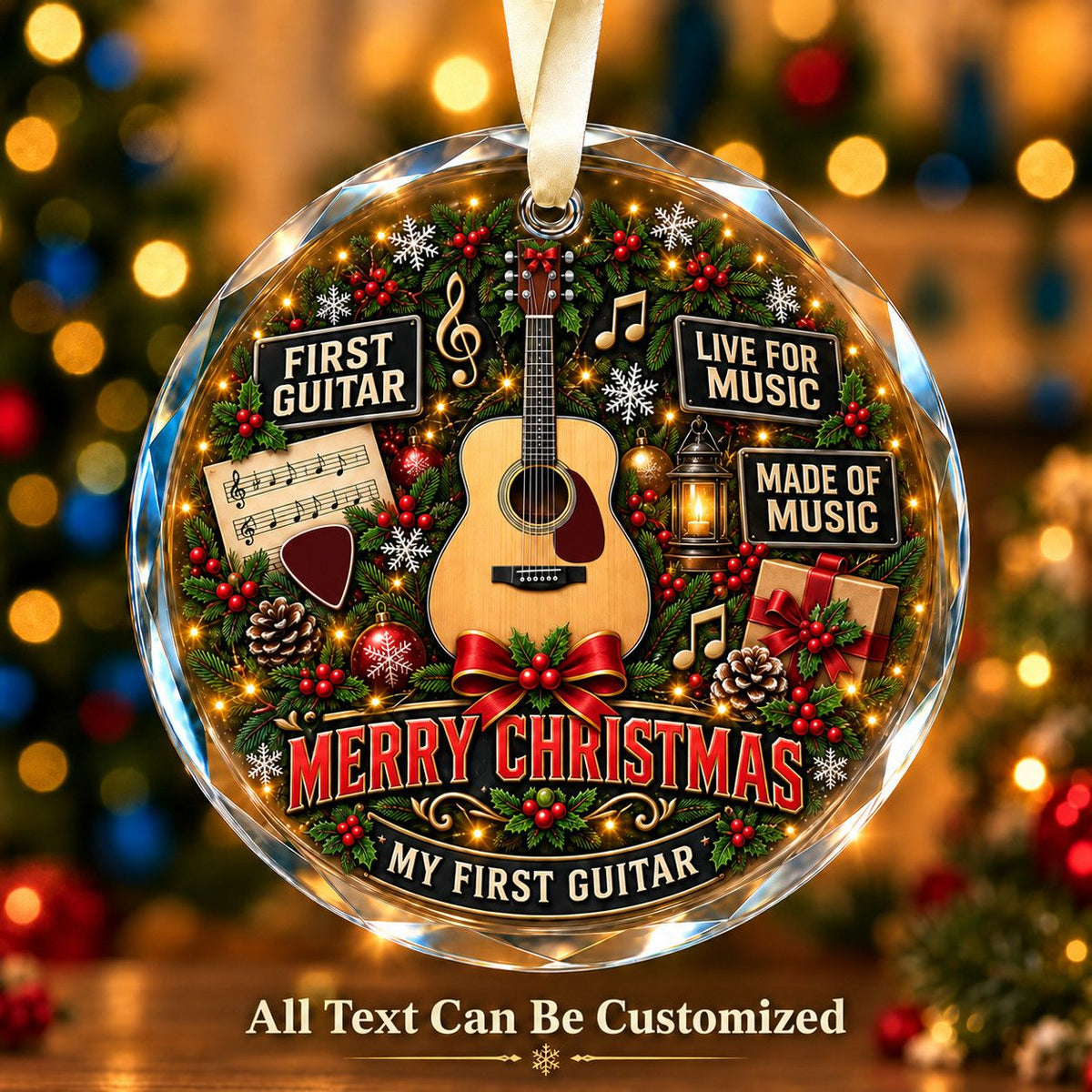 First Guitar Personalized Glass Ornament | 5To9Vibe