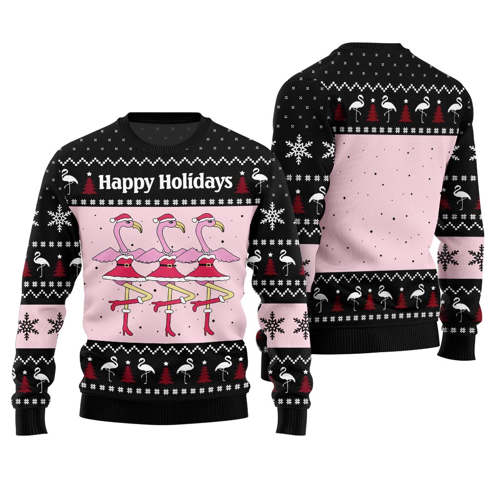 Flamingo Happy Holidays Ugly Christmas Sweater