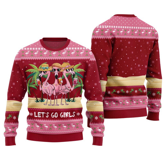 Flamingo Let's Go Girls Ugly Xmas Sweater