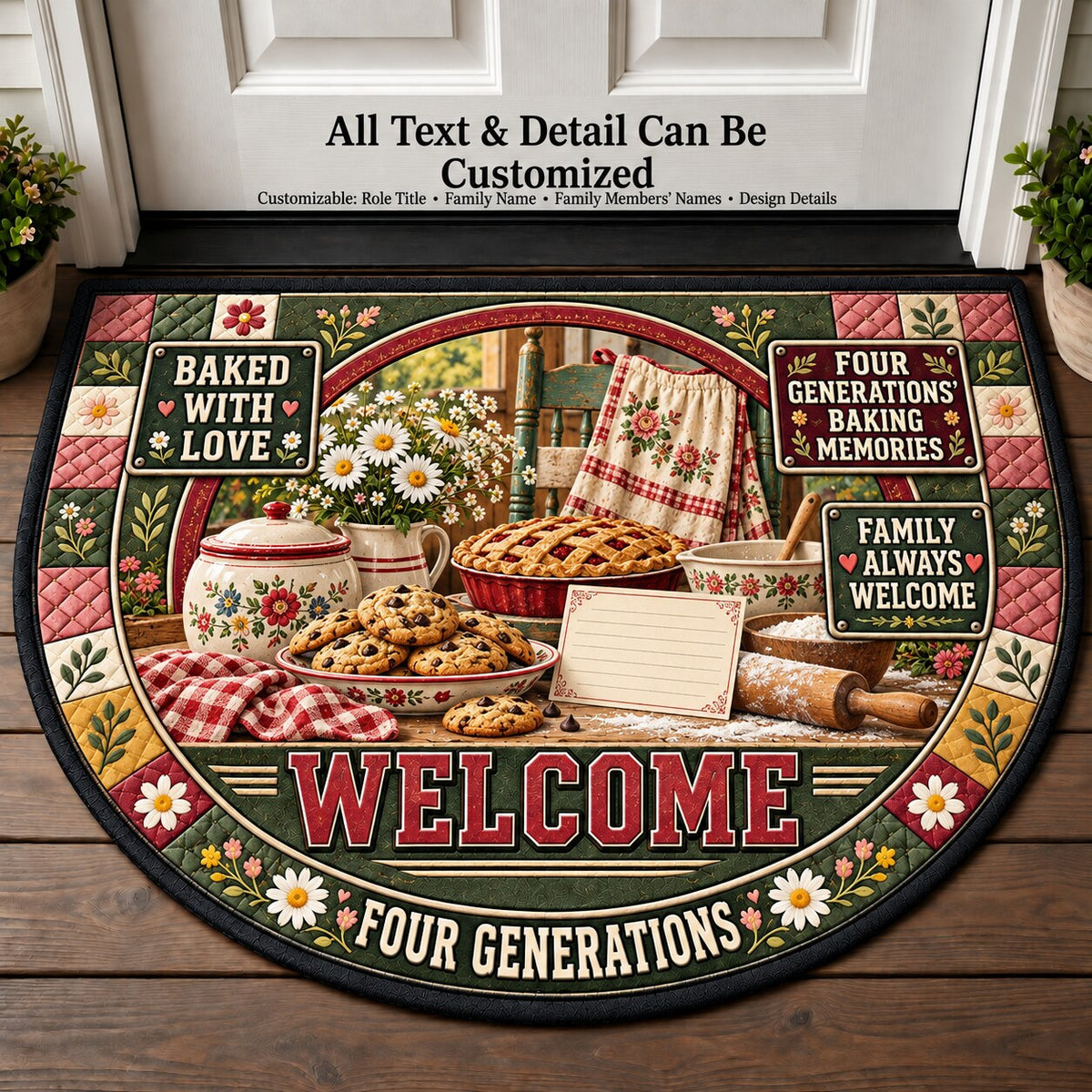 Four Generations' Baking Memories Personalized Half Round Mat | 5To9Vibe