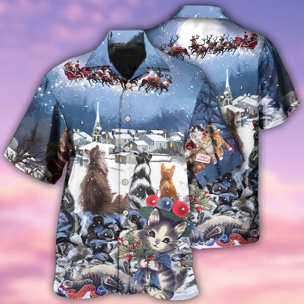 Cat Hope Chrismas Night - Hawaiian Shirt