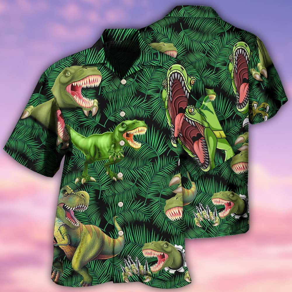 Dinosaur World Summer Green Leaf - Hawaiian Shirt
