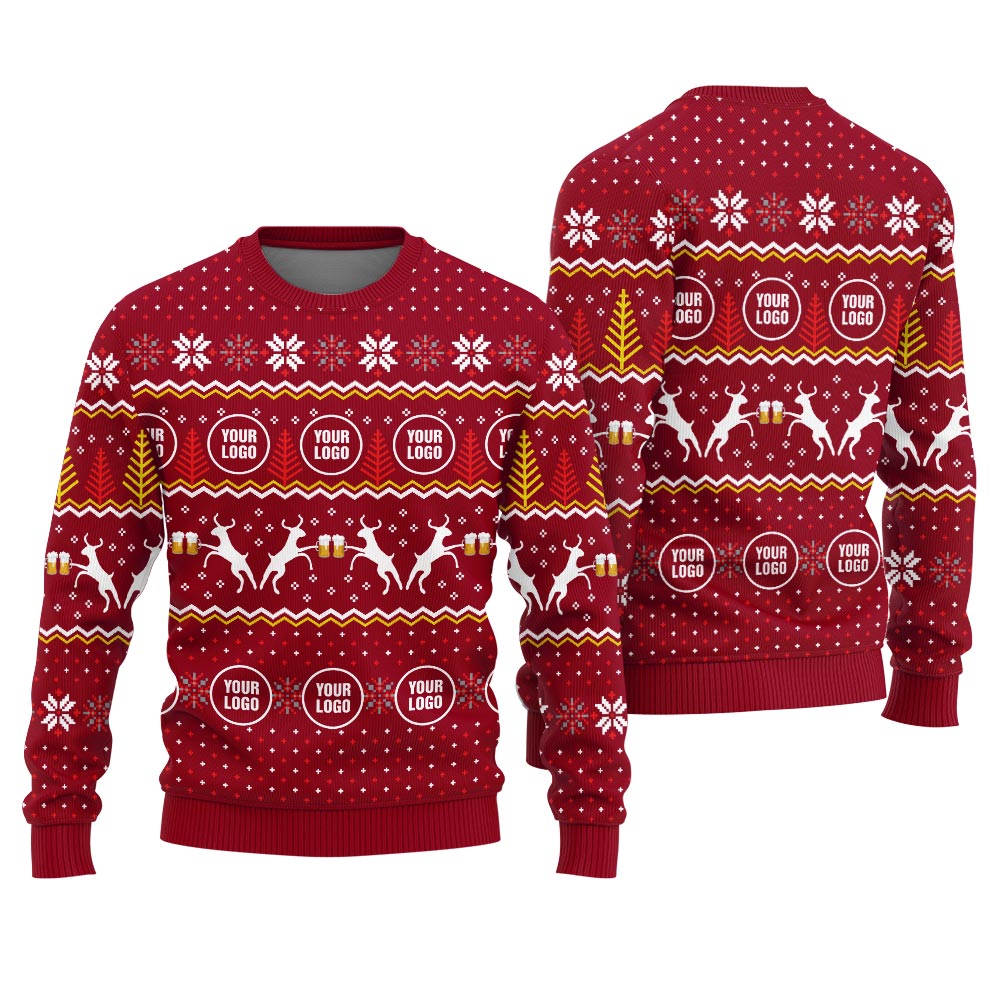 Funny Beer Custom Ugly Christmas Sweater With Logo Red