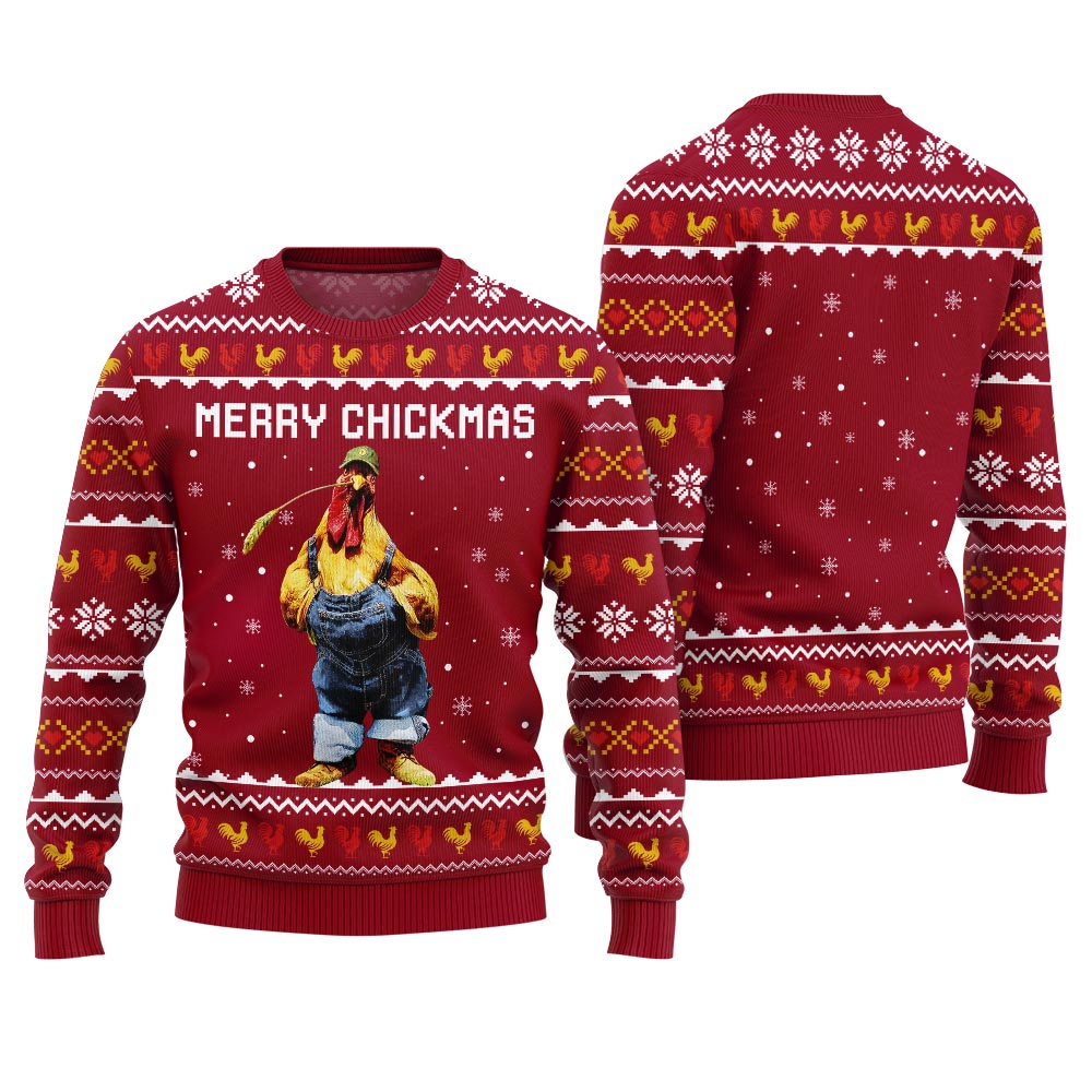 Funny Chicken Mens Ugly Christmas Sweater