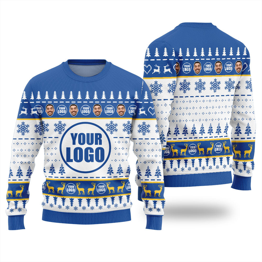 Funny Custom Face And Logo Ugly Christmas Sweater For Men