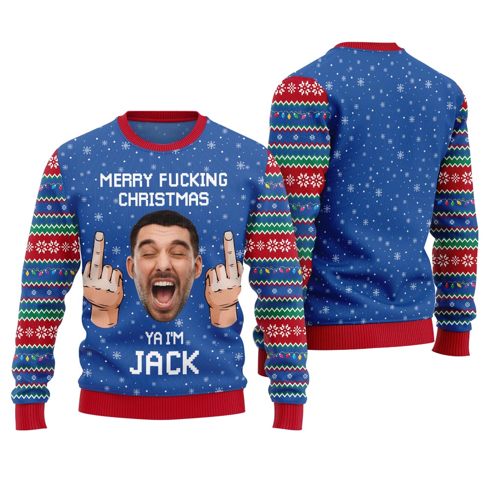 Funny Custom Face And Name Merry Xmas Sweater