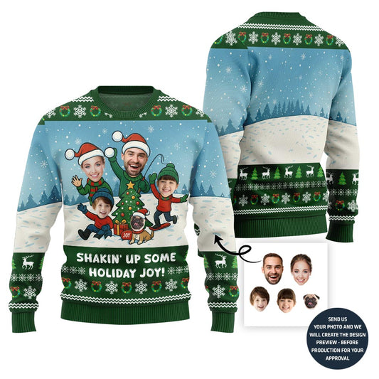 Funny Custom Face Family Holiday Joy Sweater