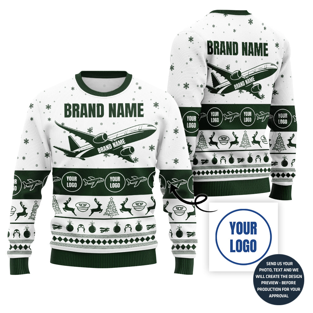 Funny Custom Logo Ugly Christmas Sweater For Airline