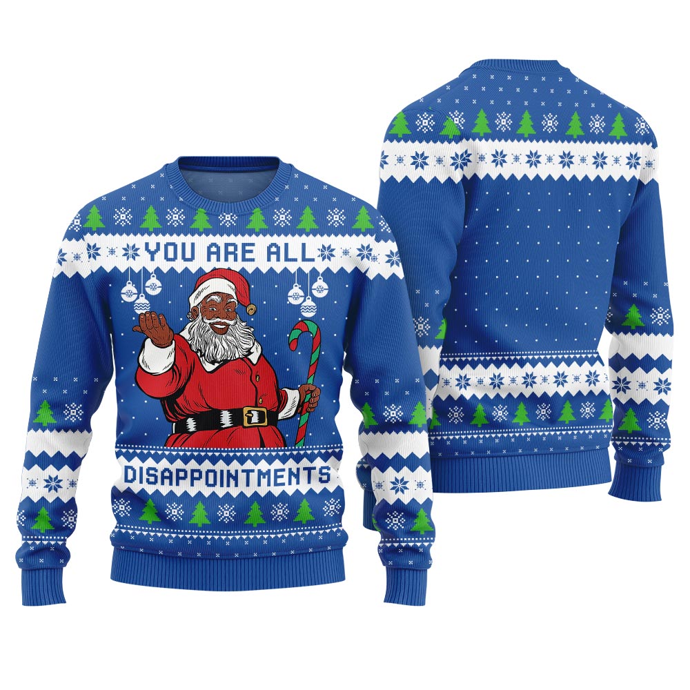 Funny Disappointments Black Santa Ugly Christmas Sweater
