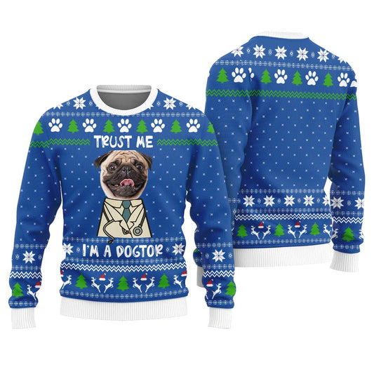 Funny Dogtor Custom Dog Face Ugly Xmas Sweater