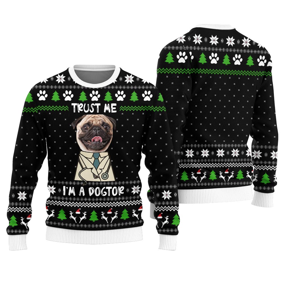 Funny Dogtor Custom Dog Face Ugly Xmas Sweater