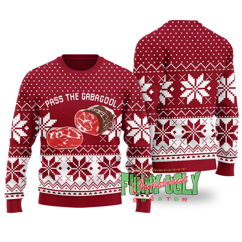 Funny Gabagool Ugly Christmas Sweater Cardinal Red