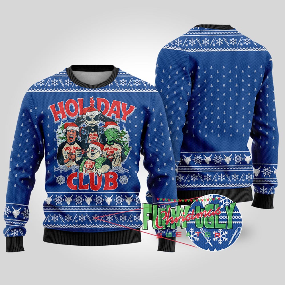 Funny Holiday Club Christmas Sweater Royal