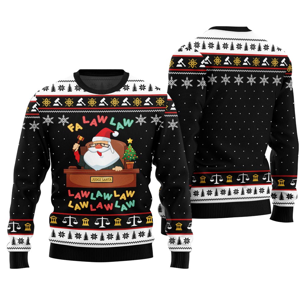 Funny Lawyer Fa Law Law Ugly Christmas Sweater Black