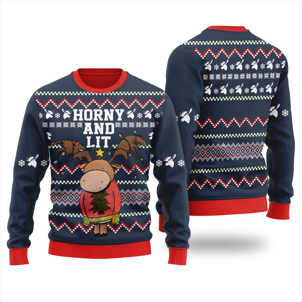 Funny Moose Ugly Sweater Men's