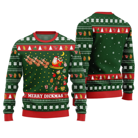 Funny Naughty Merry Dickmas Ugly Xmas Sweater