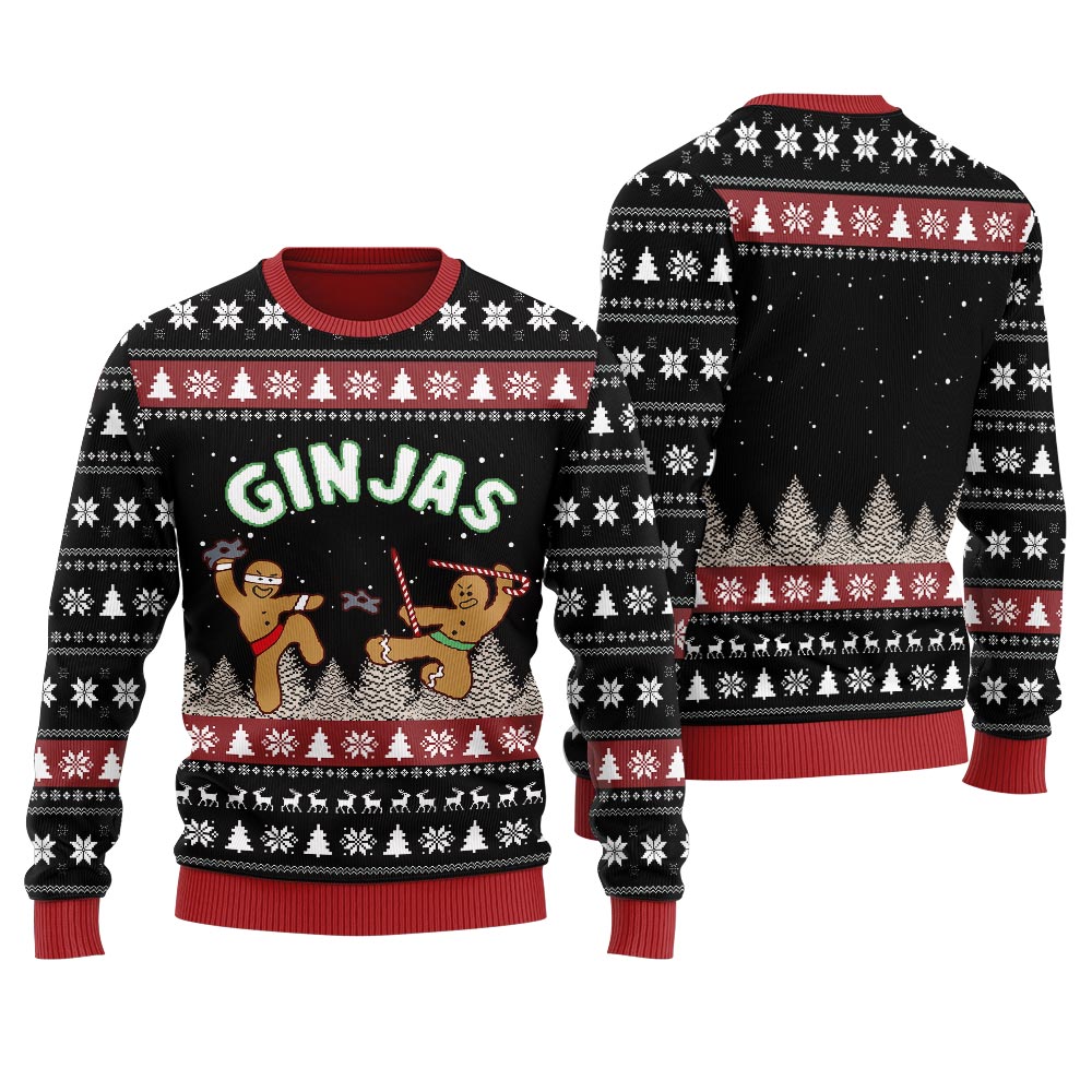 Funny Ninja Gingerbread Christmas Sweater
