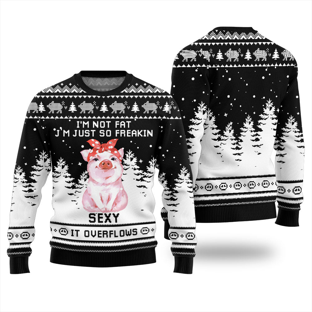 Funny Pig I Am Not Fat Ugly Christmas Sweater