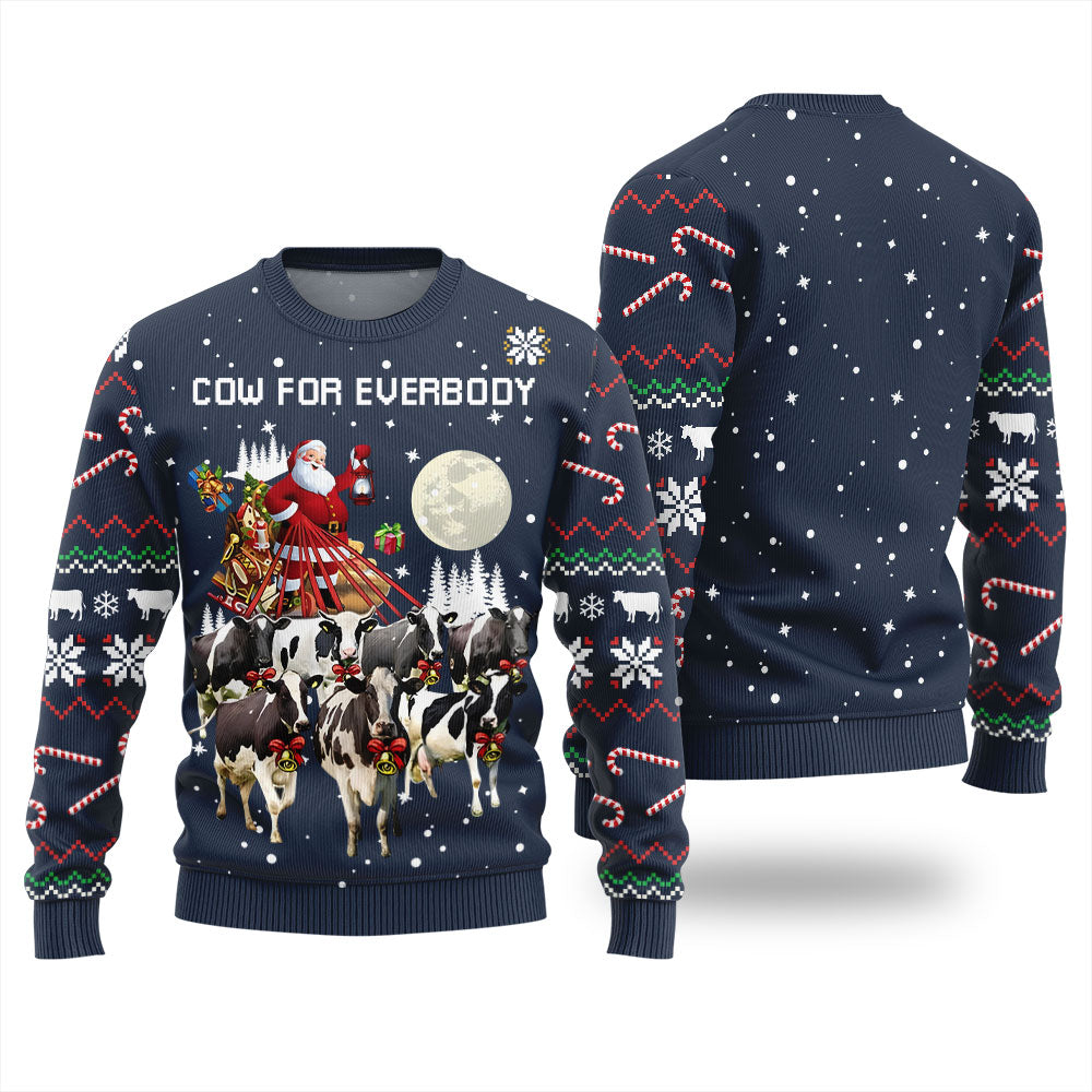 Funny Santa Cow Ugly Sweater Navy