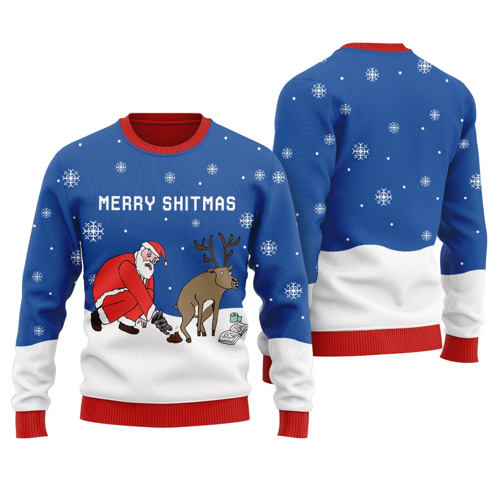 Merry Shitmas Reindeer Women's Ugly Christmas Sweater