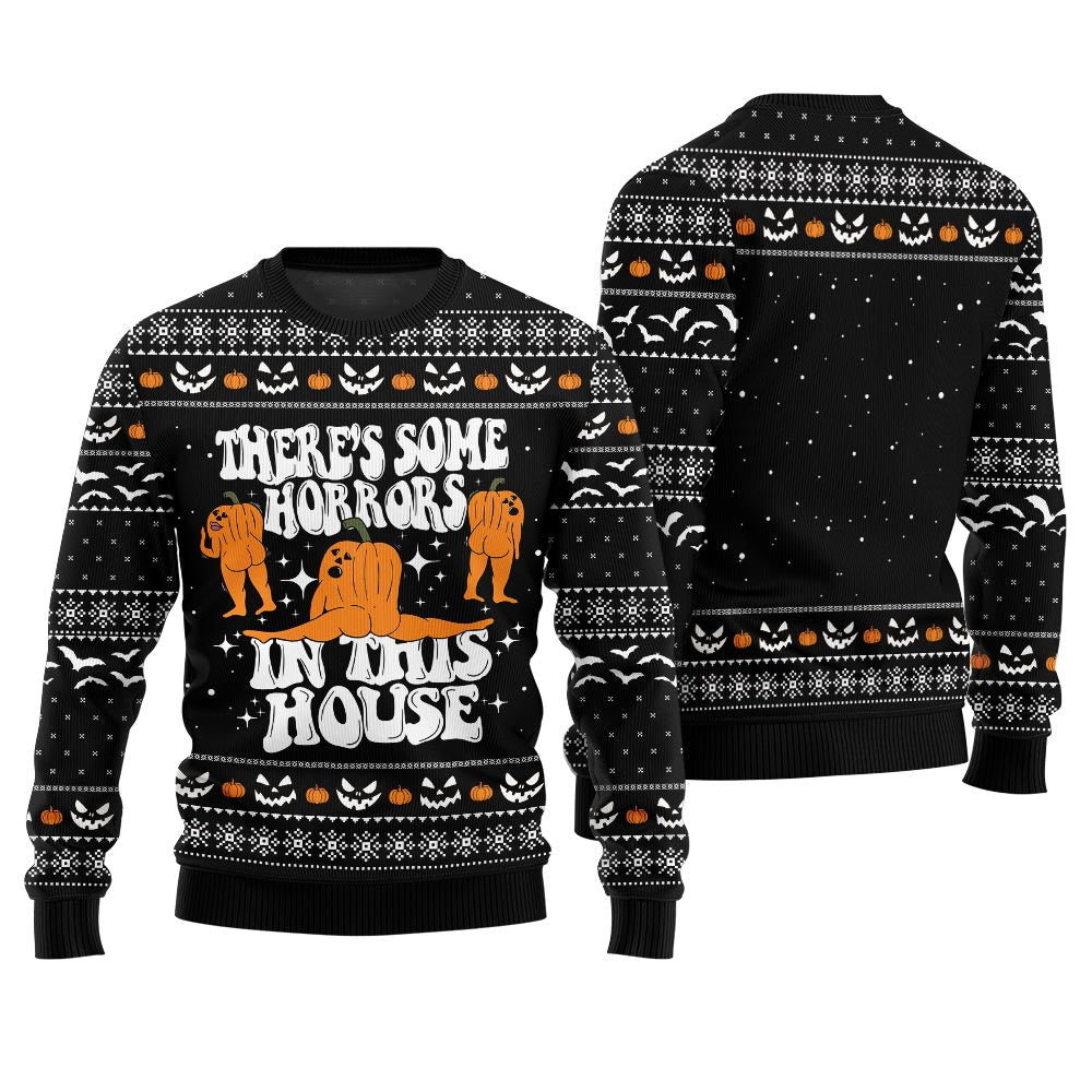Funny There's Some Horrors In This House Halloween Sweater Black