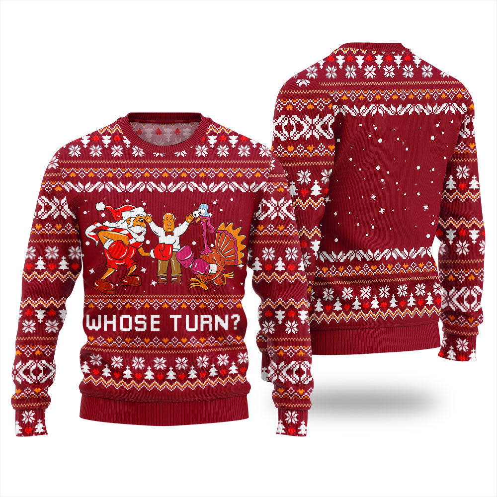 Funny Whose Turn Thanksgiving Sweater For Adults Red