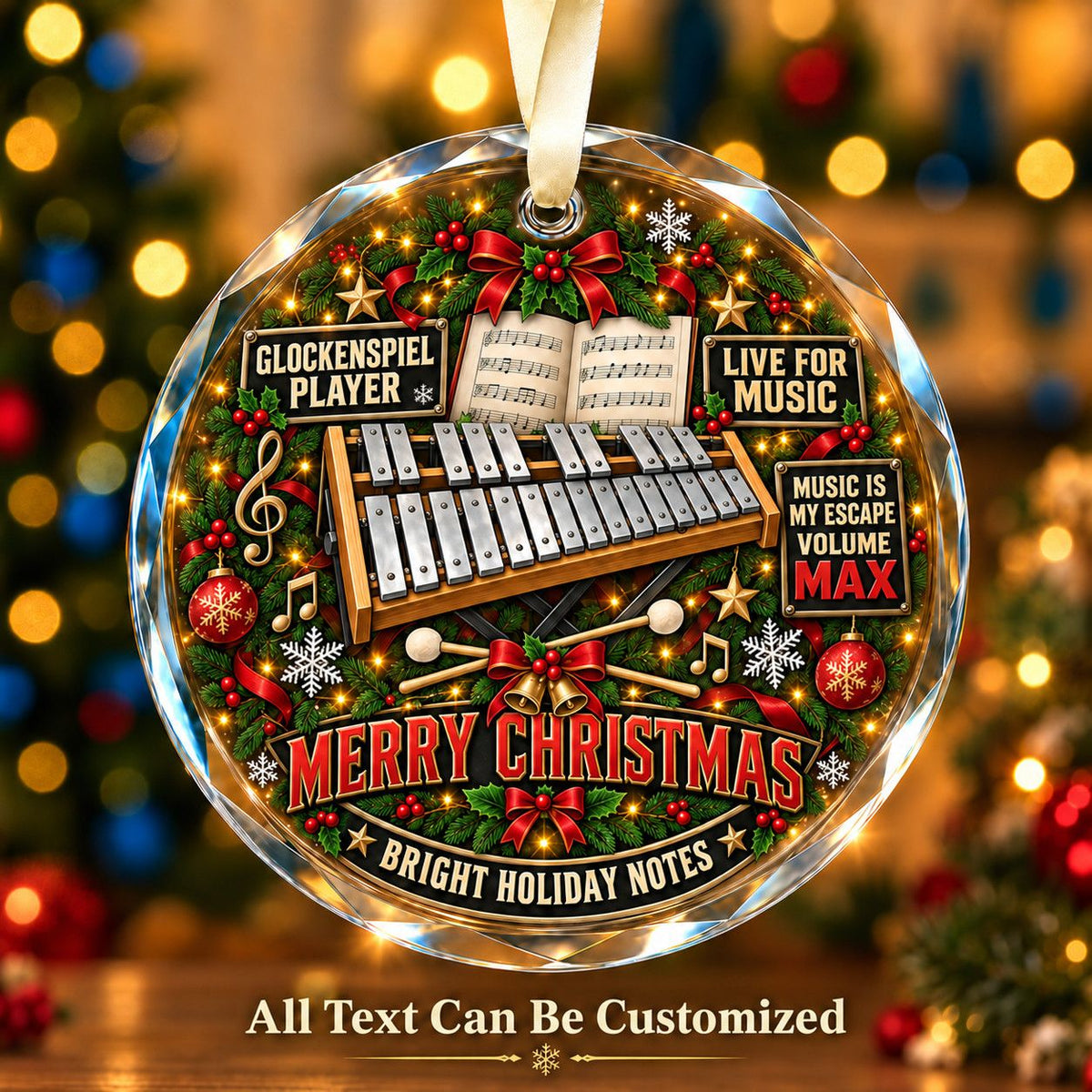 Glockenspiel Player Personalized Glass Ornament | 5To9Vibe