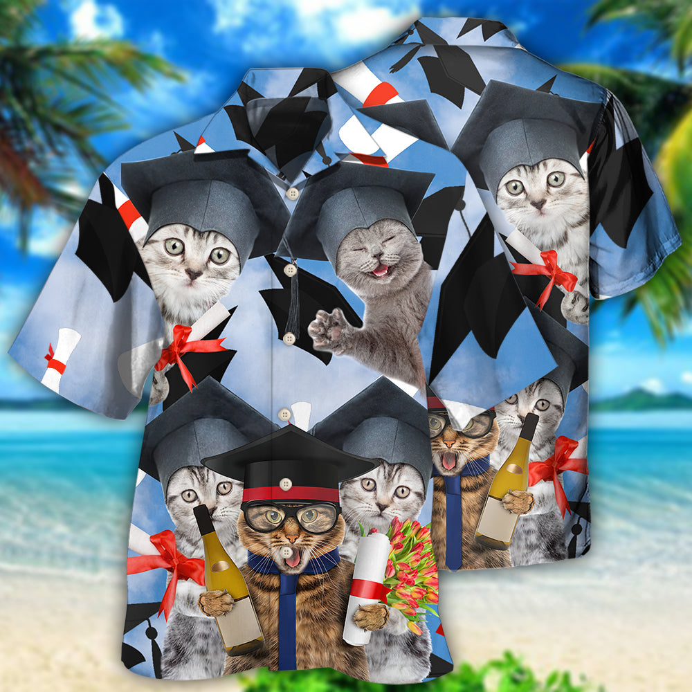 Hawaiian Shirt / Adults / S Cat Graduation Cute Cat - Hawaiian Shirt