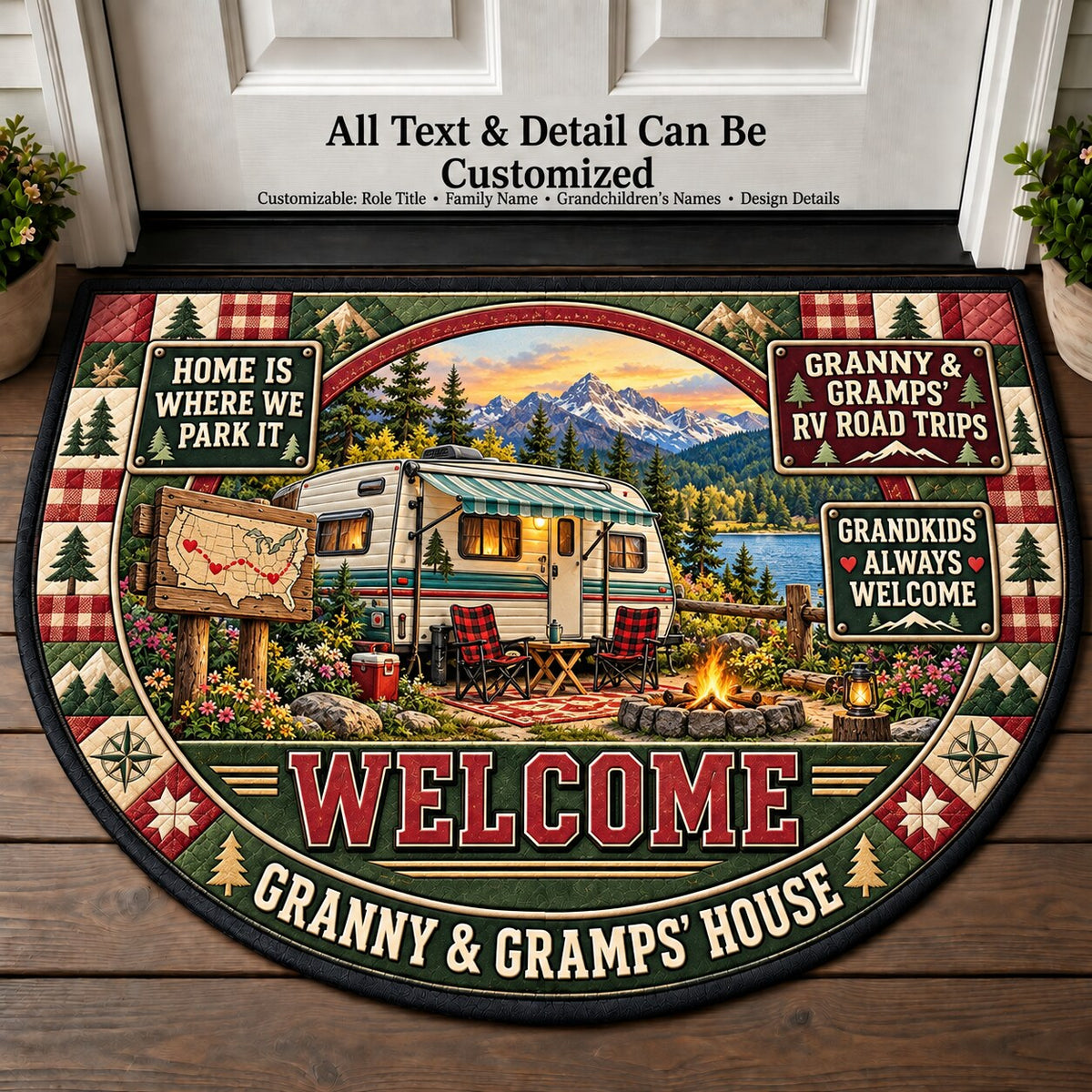 Granny & Gramps' RV Road Trips Personalized Half Round Mat | 5To9Vibe