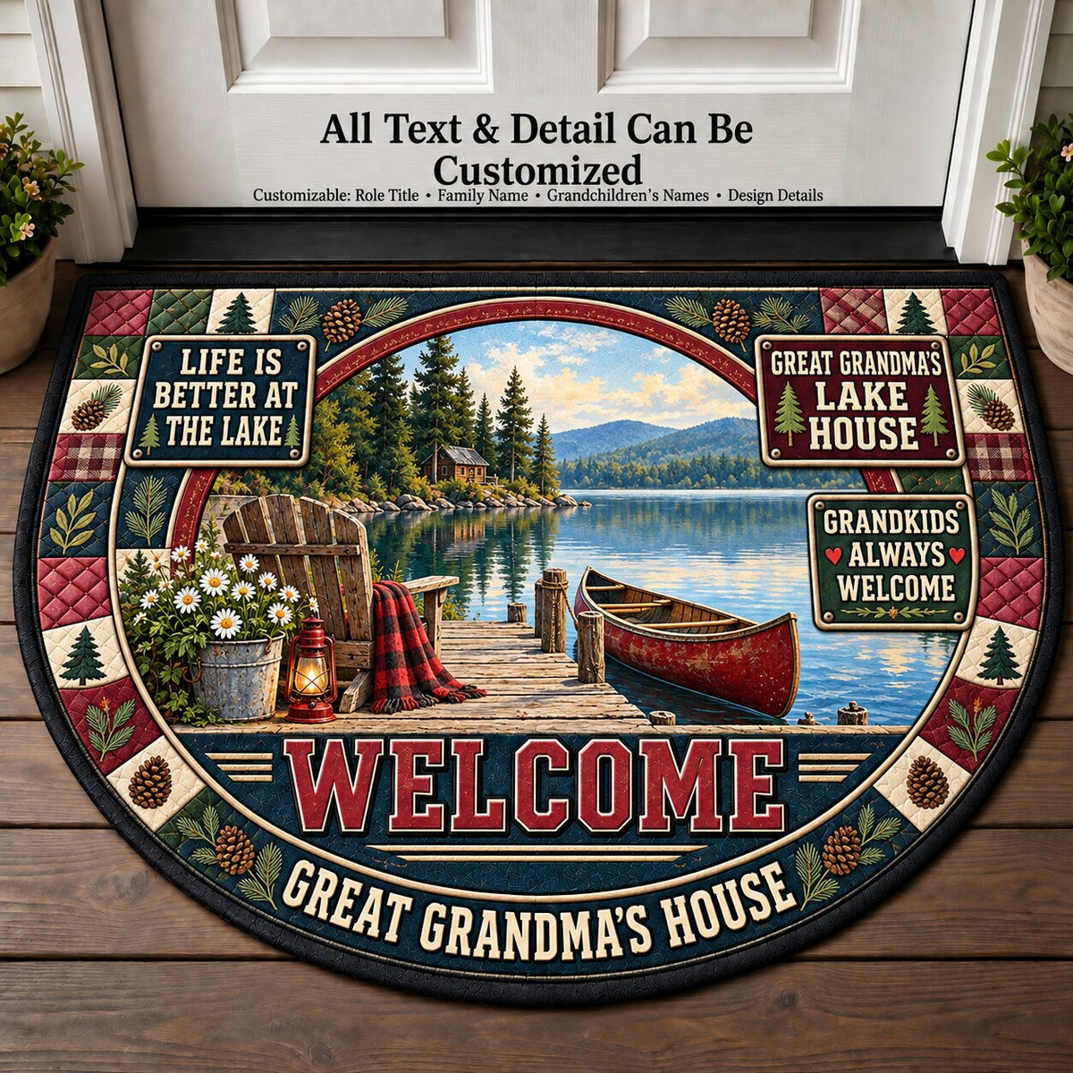 Great Grandma's Lake House Personalized Half Round Mat | 5To9Vibe