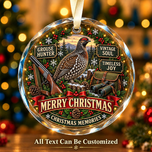 Grouse Hunter Personalized Glass Ornament | 5To9Vibe