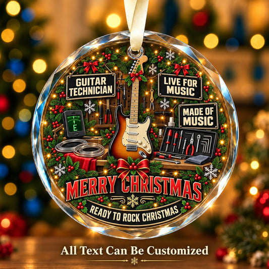 Guitar Technician Personalized Glass Ornament | 5To9Vibe