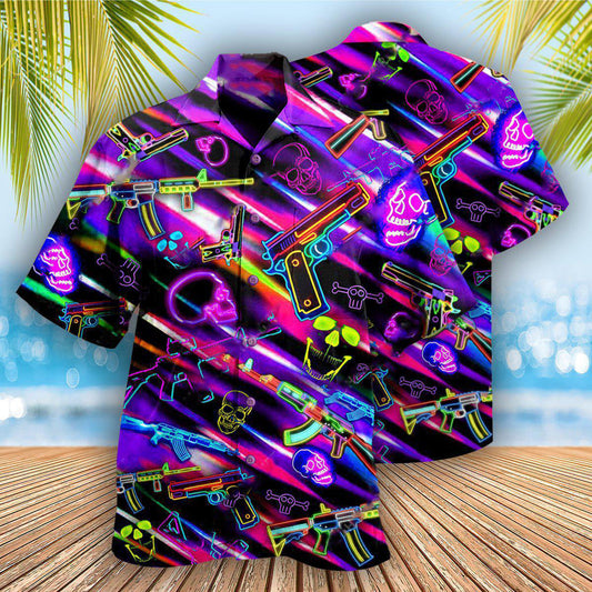 Gun Real Men Don't Retreat They Reloads Neon Style - Hawaiian Shirt