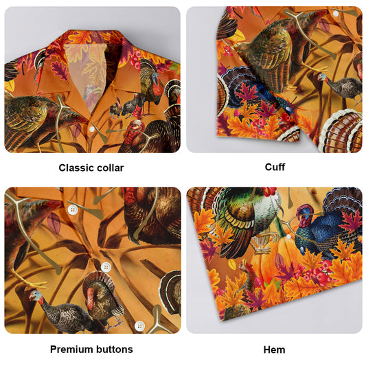 Camisa hawaiana unisex de pavo con hueso de la suerte para Acción de Gracias - Para hombres y mujeres