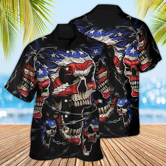 America Skull Love America Forever - Hawaiian Shirt