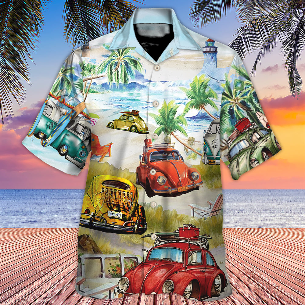 Estilo Genial Car Love Beach - Camisa Hawaiana Unisex para Hombre y Mujer