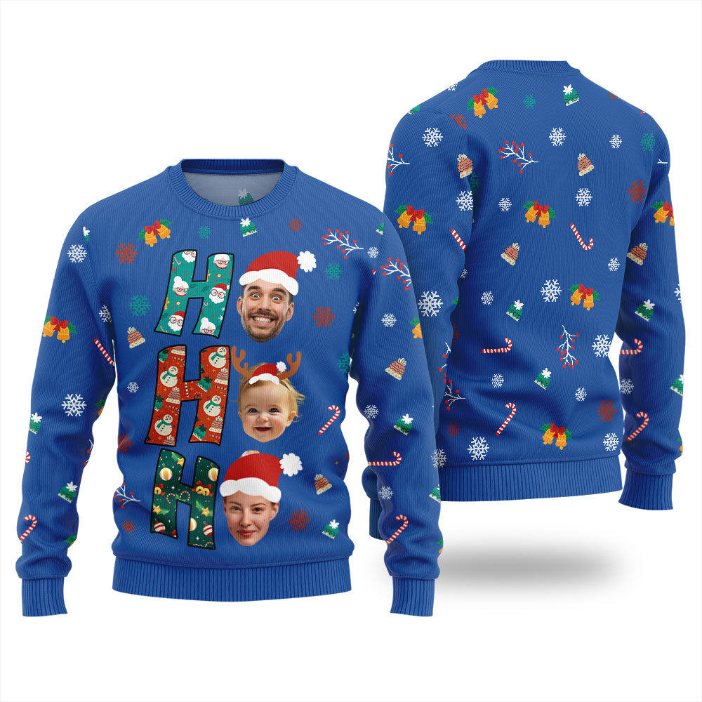 HOHOHO Custom Family Faces Christmas Ugly Sweater