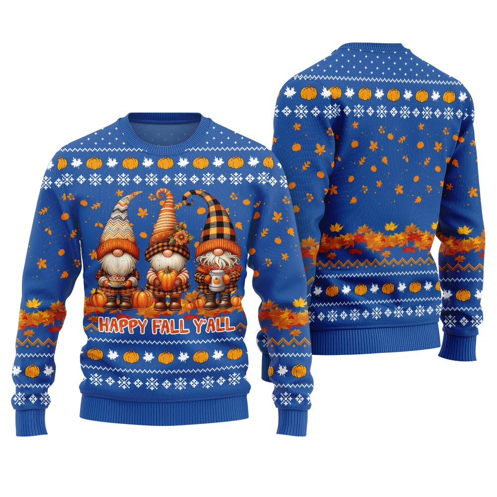 Happy Fall Y'all Gnome Ugly Thanksgiving Sweater