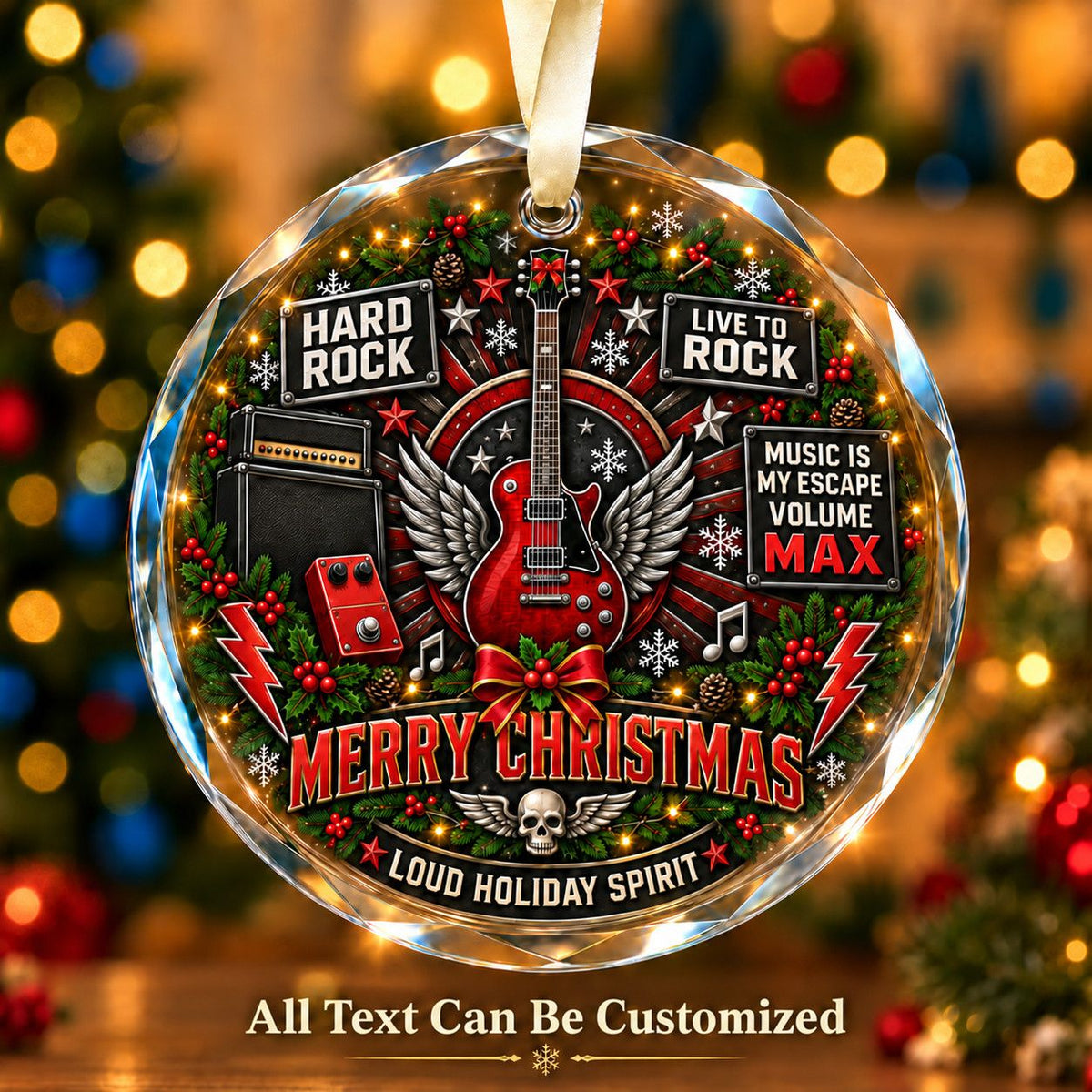 Hard Rock Personalized Glass Ornament | 5To9Vibe