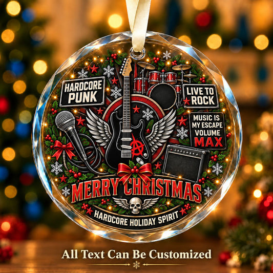 Hardcore Punk Personalized Glass Ornament | 5To9Vibe